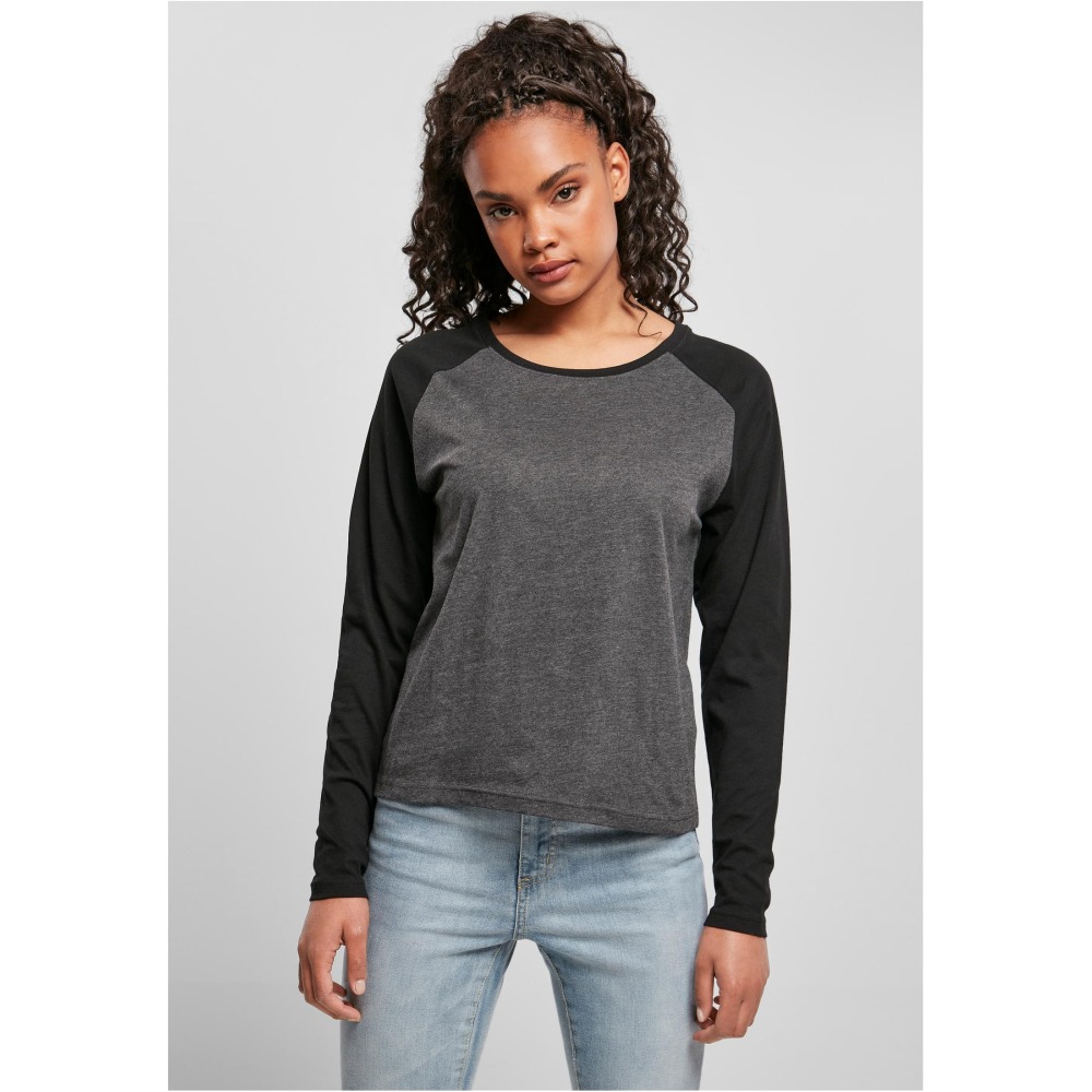 Urban Classics - Contrast Raglan Longsleeve top - Grey/Black